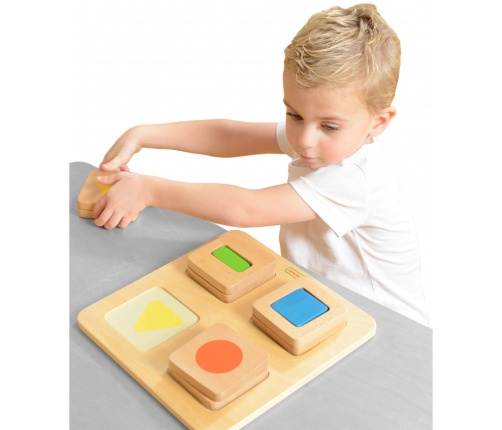 MASTERKIDZ Sensoryczny Sorter Drewniany Kształty i Kolory Montessori