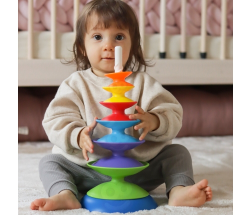 WOOPIE BABY Kolorowa Wieża Układanka Piramidka Edukacyjna 18m+