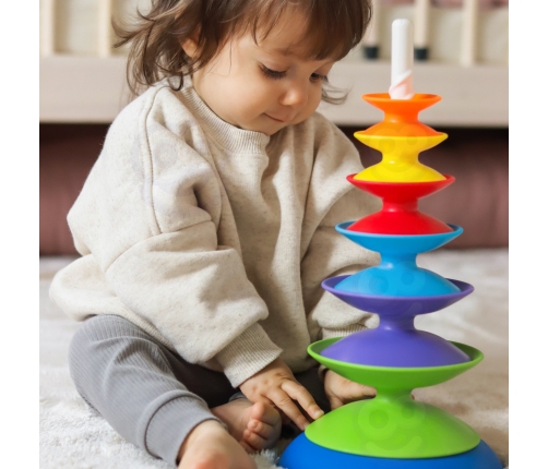 WOOPIE BABY Kolorowa Wieża Układanka Piramidka Edukacyjna 18m+