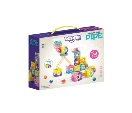 WOOPIE Klocki Magnetyczne Tor Kulkowy 89 el.