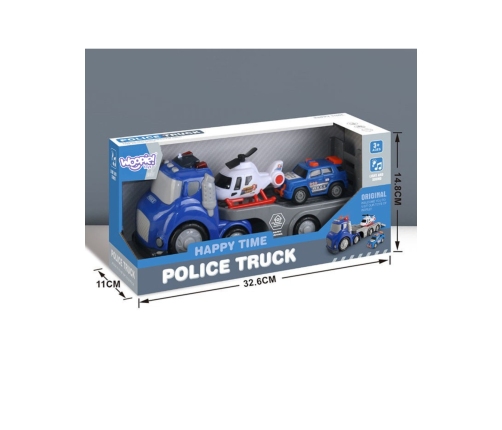 WOOPIE Niebieska Laweta Policyjna City Truck Efekty Dźwiękowe i Świetlne