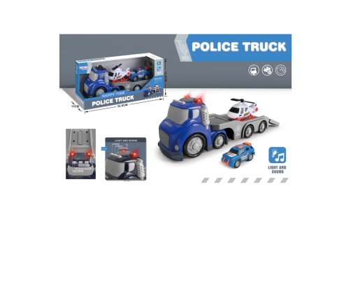 WOOPIE Niebieska Laweta Policyjna City Truck Efekty Dźwiękowe i Świetlne