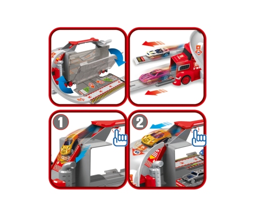 WOOPIE Zestaw Ciężarówka Laweta Garaż Tor Wyścigowy