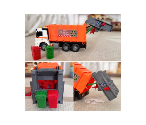 WOOPIE Interaktywna Śmieciarka Model Skala 1:16 Efekty Dźwiękowe i Świetlne