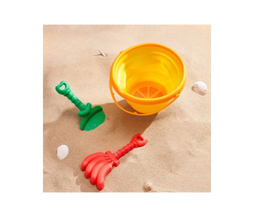 WOOPIE Zestaw Do Zabawy w Piasku Tropikalne Owoce Składane Wiaderko z Grabkami Łopatką Foremkami