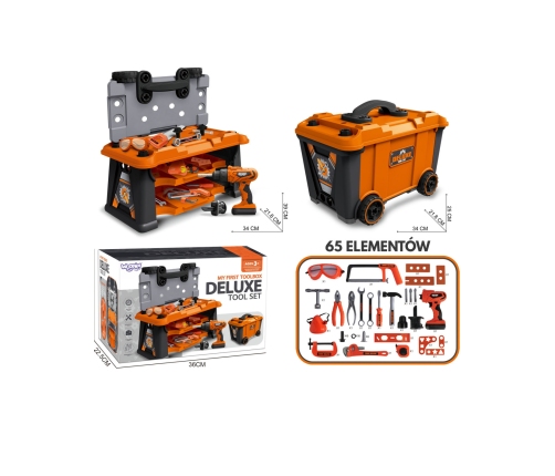 WOOPIE Mobilna Skrzynia Na Narzędzia Warsztat 2w1 65 el.