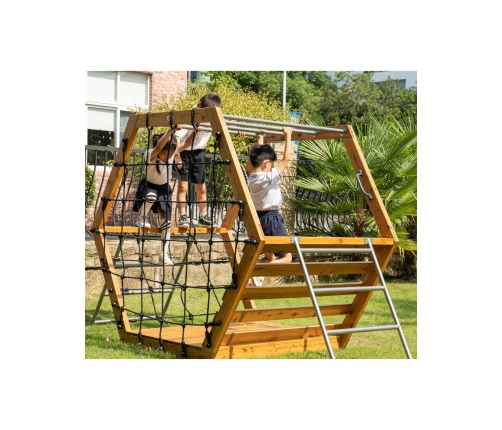 CLASSIC WORLD EDU Drewniany Plac Zabaw XXL Zestaw do Wspinaczki Heksagonalny