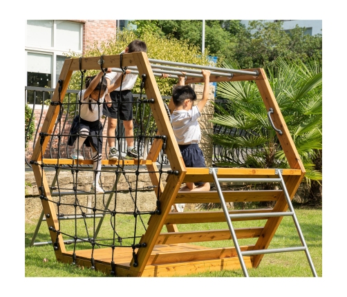 CLASSIC WORLD EDU Drewniany Plac Zabaw XXL Zestaw do Wspinaczki Heksagonalny