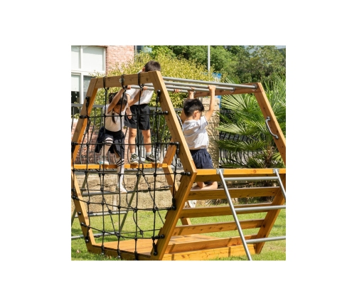 CLASSIC WORLD EDU Drewniany Plac Zabaw XXL Zestaw do Wspinaczki Heksagonalny