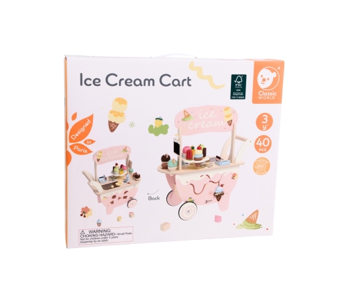 CLASSIC WORLD Drewniana Lodziarnia 3w1 Wózek 40 el.