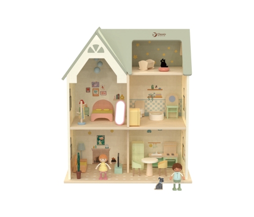CLASSIC WORLD Wielki Drewniany Domek dla Lalek z mebelkami