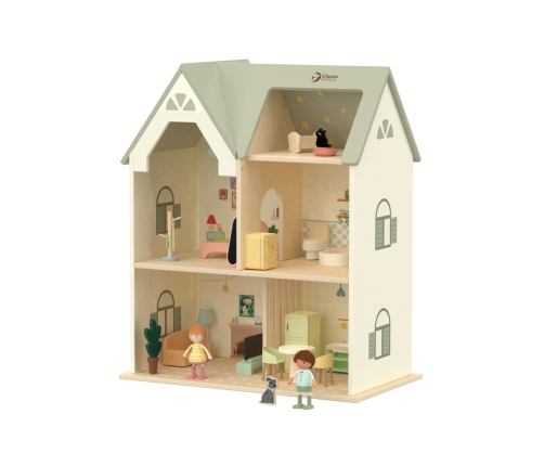 CLASSIC WORLD Wielki Drewniany Domek dla Lalek z mebelkami