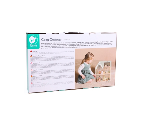CLASSIC WORLD Wielki Drewniany Domek dla Lalek z mebelkami