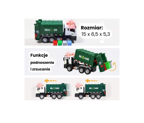 WOOPIE Śmieciarka Ciężarówka Segregacja Śmieci - skala 1:10