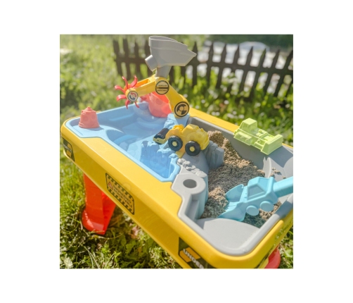 WOOPIE Stolik Wodny 2w1 Piaskownica Plac Budowy + 4 Autka 12el.