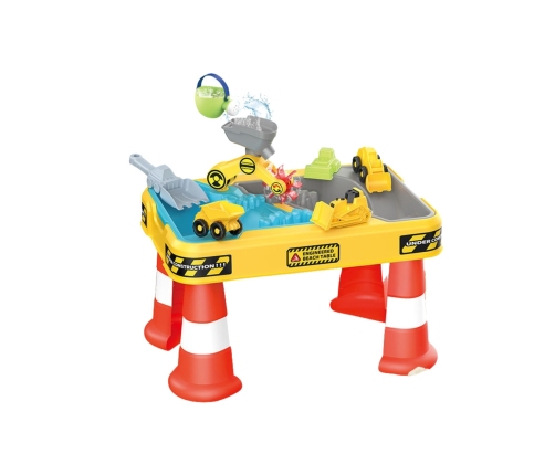 WOOPIE Stolik Wodny 2w1 Piaskownica Plac Budowy + 4 Autka 12el.