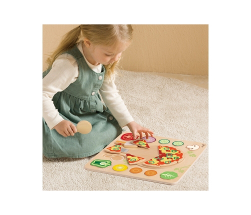 CLASSIC WORLD Drewniana Pizza do Krojenia Układanka Warzywa 22 el.