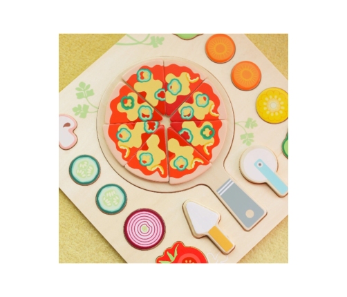 CLASSIC WORLD Drewniana Pizza do Krojenia Układanka Warzywa 22 el.