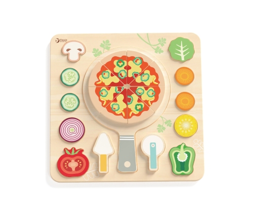 CLASSIC WORLD Drewniana Pizza do Krojenia Układanka Warzywa 22 el.