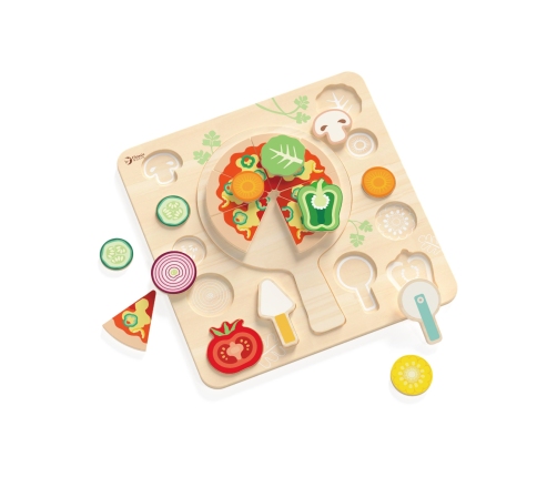 CLASSIC WORLD Drewniana Pizza do Krojenia Układanka Warzywa 22 el.