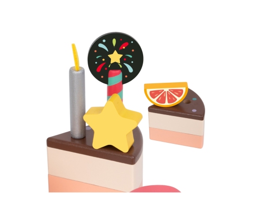 CLASSIC WORLD Drewniany Tort Urodzinowy do Krojenia 19el.