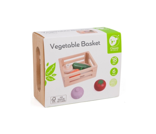 CLASSIC WORLD Zestaw Drewnianych Warzyw w Koszyku 6 el.