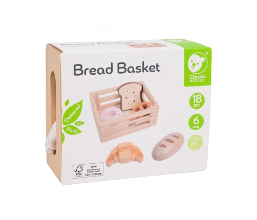 CLASSIC WORLD Zestaw Drewnianych Wypieków w Koszyku 6 el.