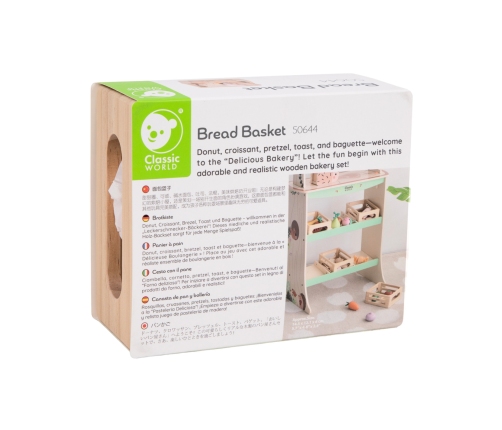 CLASSIC WORLD Zestaw Drewnianych Wypieków w Koszyku 6 el.