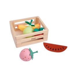 CLASSIC WORLD Zestaw Drewnianych Owoców w Koszyku 6 el.