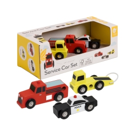 CLASSIC WORLD Drewniane Samochodziki Policja Straż Laweta Zestaw 3 szt. CLASSIC WORLD Drewniane Samochodziki Policja Straż Laweta Zestaw 3 szt.