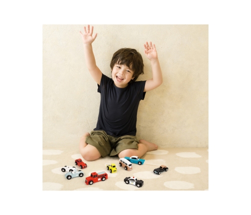 CLASSIC WORLD Drewniane Samochodziki Policja Straż Laweta Zestaw 3 szt.