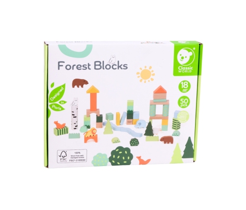 CLASSIC WORLD Zestaw Drewnianych Klocków Leśny Świat 50 el.