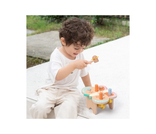 CLASSIC WORLD Wbijak Pastelowy Motylek Montessori z Młoteczkiem