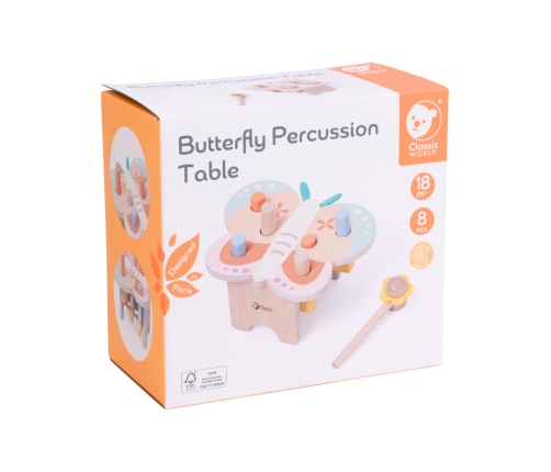 CLASSIC WORLD Wbijak Pastelowy Motylek Montessori z Młoteczkiem