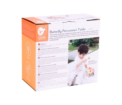 CLASSIC WORLD Wbijak Pastelowy Motylek Montessori z Młoteczkiem