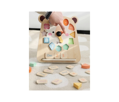 CLASSIC WORLD Zegar Miś Montessori Edukacyjny 3w1 Nauka Czasu Liczenia i Daty