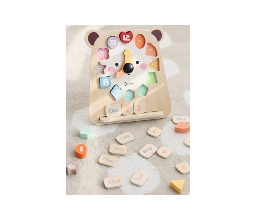 CLASSIC WORLD Zegar Miś Montessori Edukacyjny 3w1 Nauka Czasu Liczenia i Daty