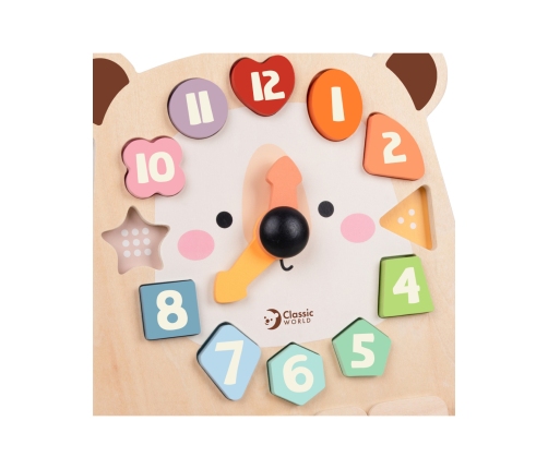 CLASSIC WORLD Zegar Miś Montessori Edukacyjny 3w1 Nauka Czasu Liczenia i Daty
