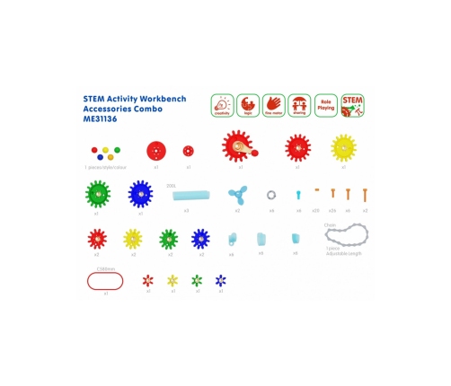 MASTERKIDZ Drewniany Warsztat Montessori STEM z Narzędziami + Akcesoria