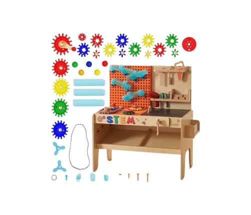 MASTERKIDZ Drewniany Warsztat XXL Montessori STEM z Narzędziami + Akcesoria