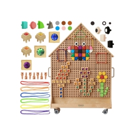 MASTERKIDZ Drewniana Tablica STEM Wolnostojąca XXL w Kształcie Domu + Akcesoria MASTERKIDZ Drewniana Tablica STEM Wolnostojąca XXL w Kształcie Domu + Akcesoria