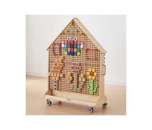 MASTERKIDZ Drewniana Tablica STEM Wolnostojąca XXL w Kształcie Domu + Akcesoria