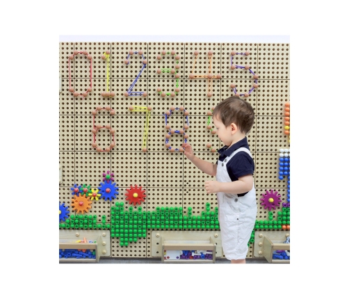 MASTERKIDZ Drewniana Tablica STEM Wolnostojąca XXL w Kształcie Domu + Akcesoria