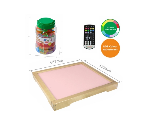 MASTERKIDZ Panel Świetlny LED Zmiana kolorów Pilotem + Klocki Montessori Mozaika 140 el.