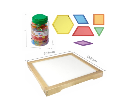 MASTERKIDZ Panel Skrzynia LED Sensoryczna + Klocki Montessori Mozaika 140 el.