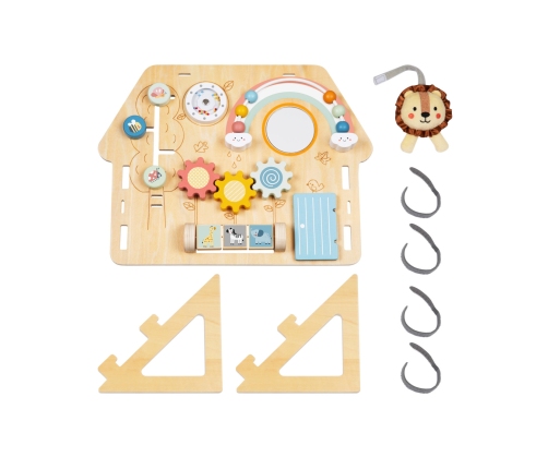 TOOKY TOY Duża Drewniana Tablica Manipulacyjna Domek - Centrum Aktywności