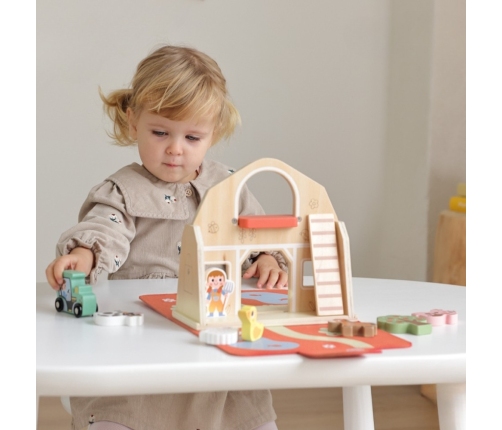 TOOKY TOY Drewniana Składana Farma w Walizce ze Zwierzątkami