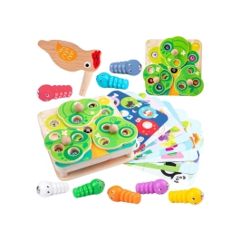 TOOKY TOY Drewniana Gra Zręcznościowa 2w1 Wyciągnij Robaczki dla Dzieci