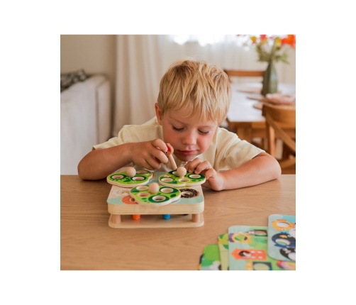 TOOKY TOY Drewniana Gra Zręcznościowa 2w1 Wyciągnij Robaczki dla Dzieci