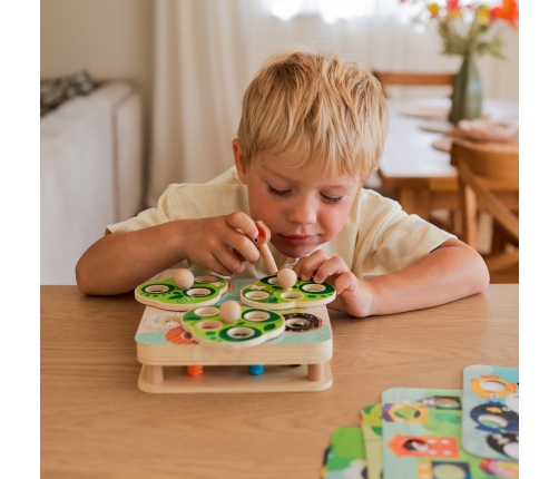 TOOKY TOY Drewniana Gra Zręcznościowa 2w1 Wyciągnij Robaczki dla Dzieci